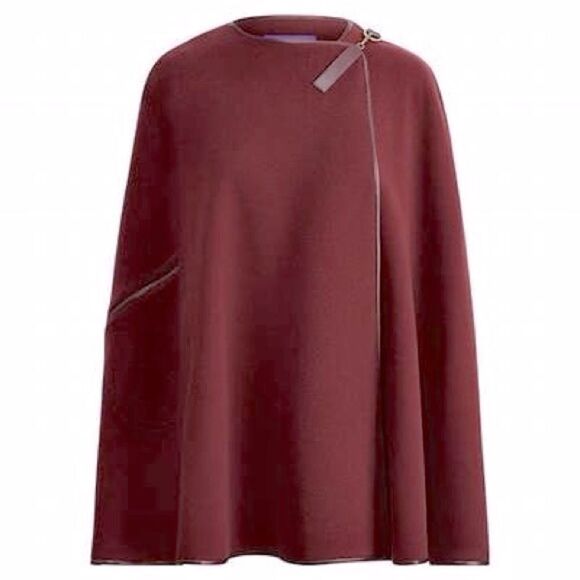 Ralph Lauren Collection Pre-Fall ‘17 Winsor Burgundy Wool-Cashmere Lambskin Cape - Picture 4 of 17